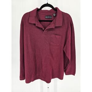 R&R Casual Mens Sz XXL Long Sleeve Polo Shirt Burgundy Red